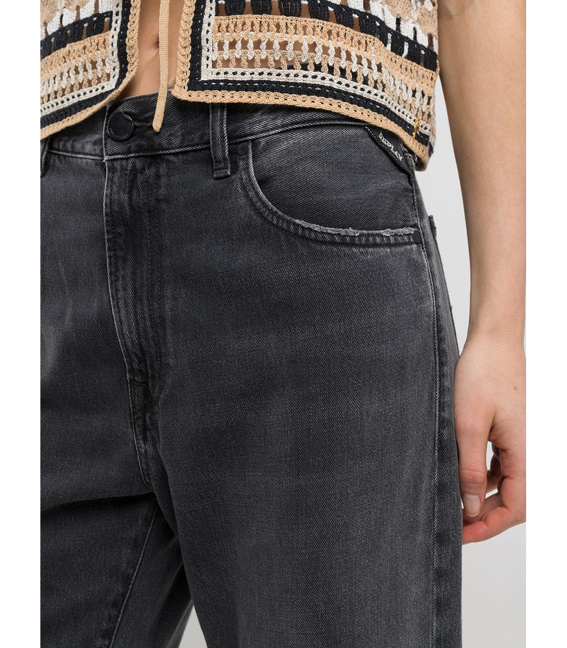 フレアブーツカットBECKAテンセルブラックデニム 詳細画像 オフブラック 5